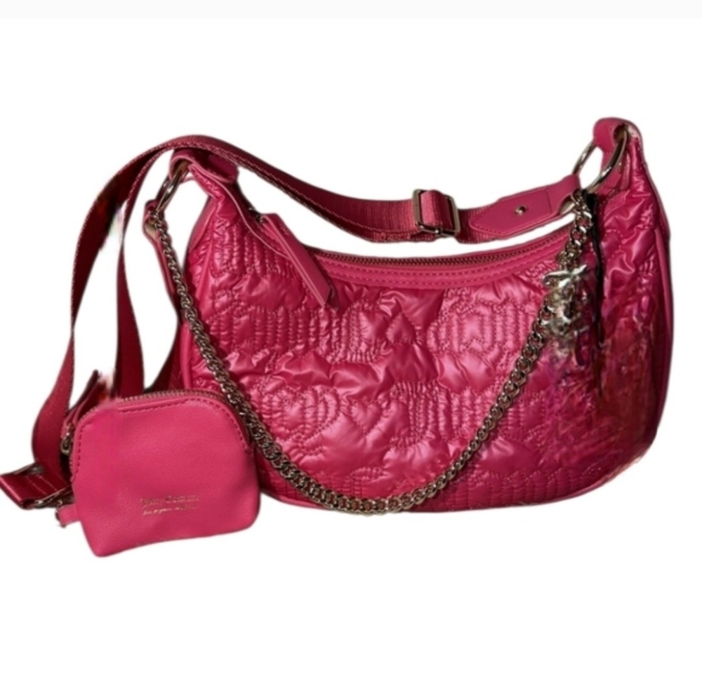 Juicy Couture- Vibrant Pink Puffy Quilted Adjustable Crossbody Bag